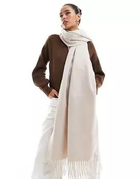 ASOS DESIGN – Очень мягкий шарф бежевого цвета с бахромой