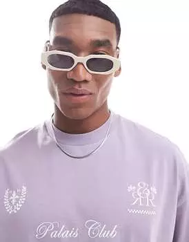 ASOS DESIGN – Округлые солнцезащитные очки с дымчатыми линзами и оправой цвета экрю