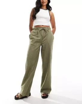 ASOS DESIGN – оливковые элегантные брюки-слипоны в полоску