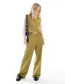 ASOS DESIGN – оливковые брюки для папы с заниженной талией