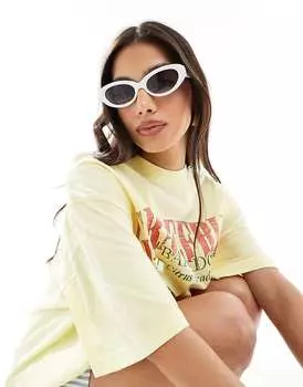 ASOS DESIGN – Овальные солнцезащитные очки блестящего белого цвета =f