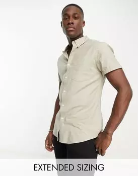 ASOS DESIGN – оксфордская рубашка облегающего кроя бежевого цвета