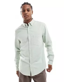 ASOS DESIGN - оксфордская рубашка с начесом серо-зеленого цвета