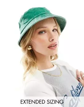 ASOS DESIGN — Панама зеленого цвета с эффектом потертости