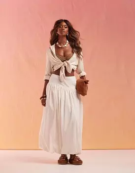 ASOS DESIGN – песочная юбка макси асимметричного кроя с фенечками