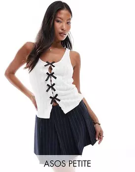 ASOS DESIGN Petite – элегантная плиссированная мини-юбка темно-синего цвета в полоску