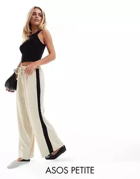 ASOS DESIGN Petite – Брюки песочного цвета без застежки с контрастной полоской