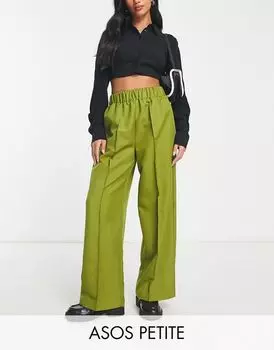 ASOS DESIGN Petite – брюки с эластичной резинкой на талии цвета хаки