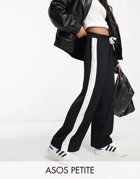 ASOS DESIGN Petite – черные брюки без застежки с контрастной вставкой