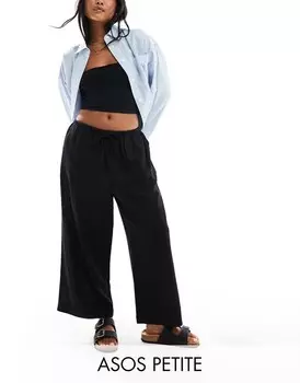 ASOS DESIGN Petite – черные брюки-кюлоты из смесовой шерсти