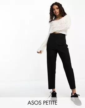 ASOS DESIGN Petite – черные брюки с декоративными швами на талии