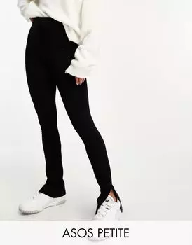 ASOS DESIGN Petite – черные леггинсы с разрезами внизу штанин