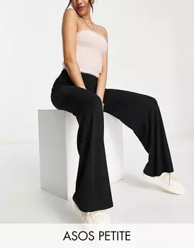 ASOS DESIGN Petite – Черные вишневые длинные брюки с широкими штанинами
