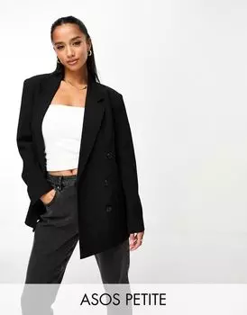 ASOS DESIGN Petite – черный двубортный пиджак