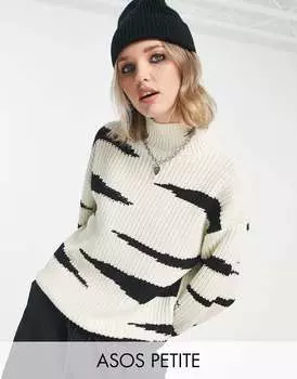 ASOS DESIGN Petite джемпер с высоким воротником и полосками в виде животных