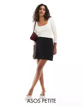 ASOS DESIGN Petite – Элегантная черная мини-юбка с разрезами спереди