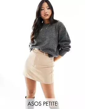 ASOS DESIGN Petite – Элегантная мини-юбка светло-коричневого цвета