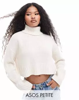 ASOS DESIGN Petite – кремовый короткий свитер с высоким воротником