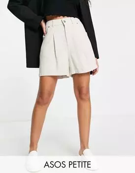 ASOS DESIGN Petite — льняные шорты для папы овсяного цвета