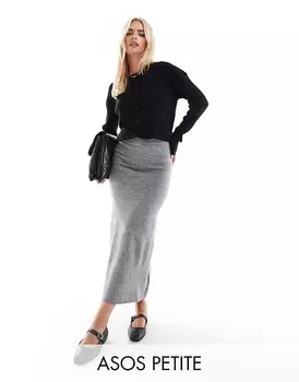 ASOS DESIGN Petite – серая трикотажная юбка миди