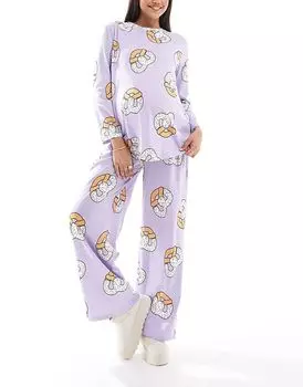 ASOS DESIGN пижамный комплект для беременных из топа с длинными рукавами и брюк сиреневого цвета