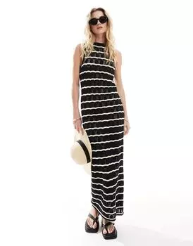 ASOS DESIGN – платье макси фактурного трикотажа в черно-белую полоску с волнистой вязкой
