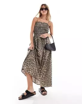 ASOS DESIGN – Платье макси из жатого поплина с рюшами