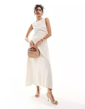 ASOS DESIGN – платье миди каменно-бежевого цвета с вырезом и декоративным кольцом на талии