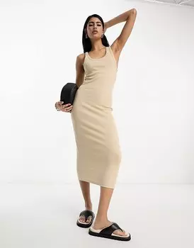 ASOS DESIGN – Платье-топ миди в рубчик с овальным вырезом и бретельками на шее