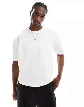 ASOS DESIGN – плотная белая футболка оверсайз свободного кроя с крупной вафельной текстурой