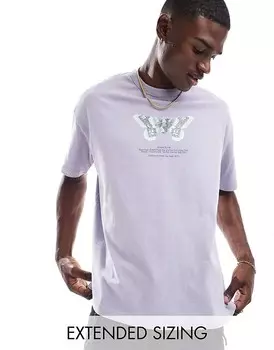 ASOS DESIGN – Плотная футболка оверсайз из ткани плотностью 220 г/м стираного сиреневого цвета