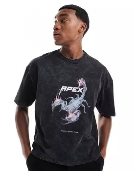 ASOS DESIGN – плотная футболка свободного кроя черного цвета с принтом