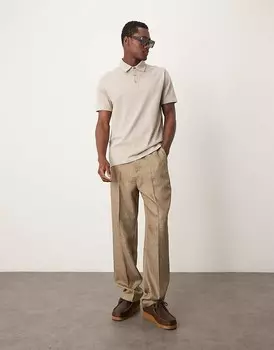 ASOS DESIGN – плотная рубашка-поло премиум-класса серо-бежевого цвета