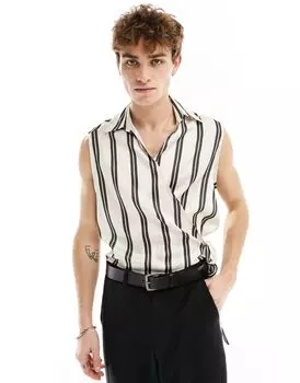ASOS DESIGN — полосатая атласная рубашка свободного кроя с глубокими лацканами и запахом