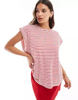 ASOS DESIGN – Полосатая майка красно-белого цвета с глубокими проймами