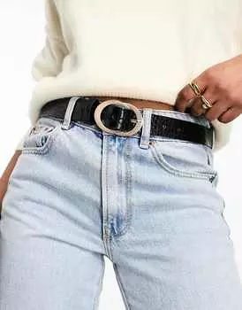 ASOS DESIGN – Поясной и набедренный ремень с двойной пряжкой под кожу крокодила