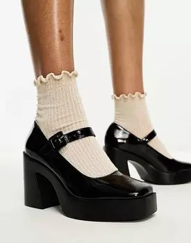 ASOS DESIGN – Pound – Черные туфли Мэри Джейн на высоком каблуке и платформе