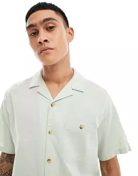 ASOS DESIGN – Повседневная рубашка бледно-зеленого цвета из смесового льна с воротником с лацканами