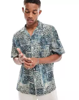 ASOS DESIGN – повседневная рубашка с кубинским воротником, винтажный узор