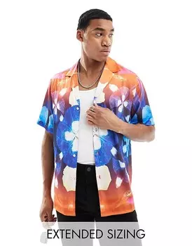 ASOS DESIGN – Повседневная рубашка с воротником с лацканами и цветочным принтом-калейдоскопом