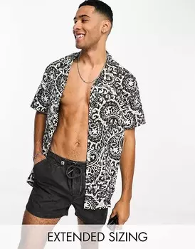 ASOS DESIGN – Повседневная серая рубашка с принтом пейсли и воротником с лацканами
