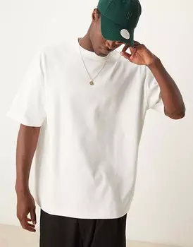 ASOS DESIGN Premium — белая футболка оверсайз плотностью 300 г/м со швами интерлок