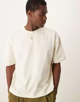 ASOS DESIGN Premium – футболка свободного кроя кремового цвета, 300 г/м