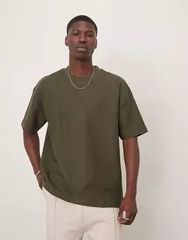 ASOS DESIGN Premium свободная фактурная футболка зеленого цвета