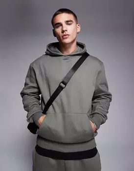 ASOS DESIGN — Premium — толстовка оверсайз плотностью 400 г/м цвета хаки