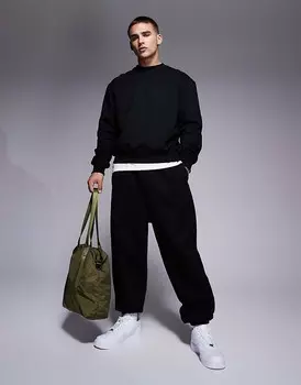 ASOS DESIGN – Premium – толстые джоггеры оверсайз черного цвета, 400 г/м