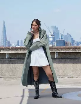 ASOS DESIGN Premium – Водонепроницаемая длинная куртка-дождевик цвета хаки