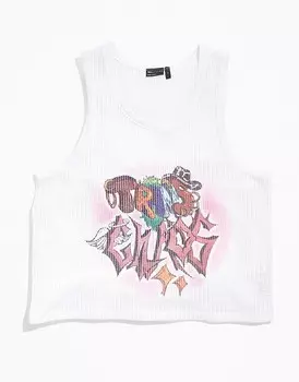 ASOS DESIGN – PRIDE – Майка унисекс из крупной сетки белого цвета с принтом на груди
