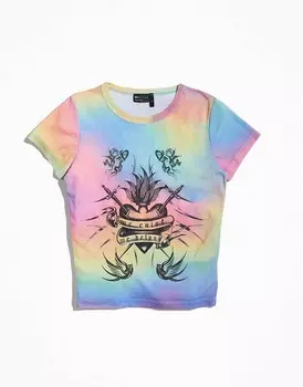 ASOS DESIGN – PRIDE – Облегающая сетчатая футболка унисекс с радужным узором тай-дай и принтом спереди
