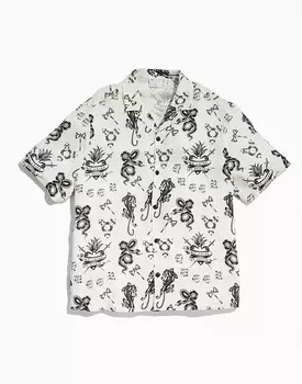 ASOS DESIGN – PRIDE – Повседневная белая рубашка унисекс с короткими рукавами, воротником с лацканами и принтом